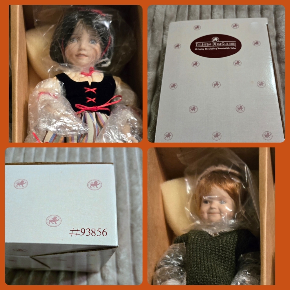 Collectible Doll Set with Green Sweater and Striped Dress by Ashton-Drake New - Picture 3 of 7